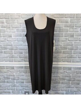 KAMALIKULTURE Norma Kamali Sleeveless U-Neck Midi Dress Black Minimalist Chic L